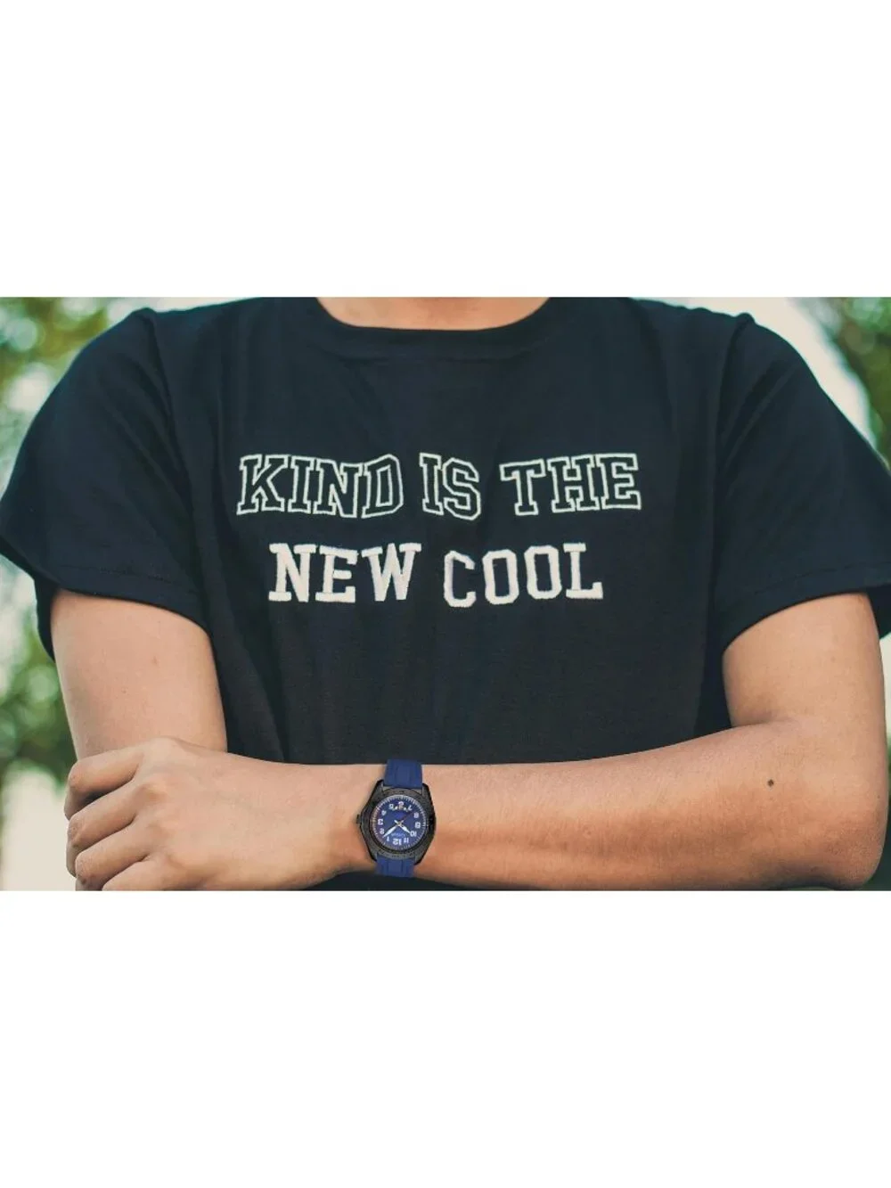 Men's Blue Analog Quartz Rubber Silicone Band Arabic Numbers Casual Wrist Watch
